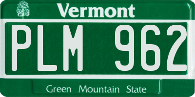 VT license plate PLM962