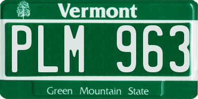 VT license plate PLM963