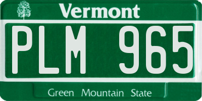 VT license plate PLM965