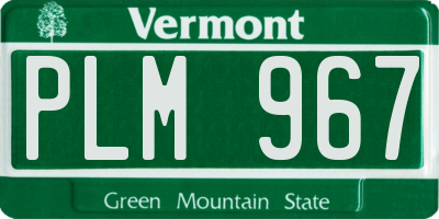 VT license plate PLM967