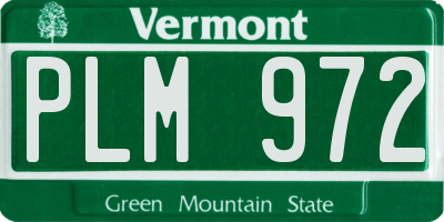 VT license plate PLM972