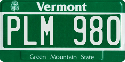 VT license plate PLM980