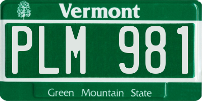 VT license plate PLM981