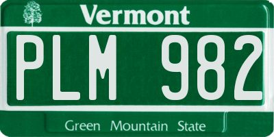 VT license plate PLM982