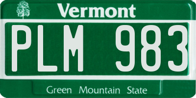 VT license plate PLM983