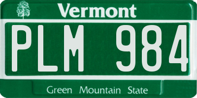 VT license plate PLM984