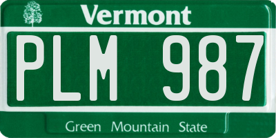 VT license plate PLM987