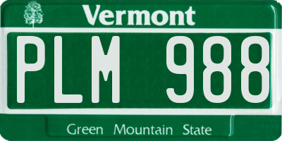 VT license plate PLM988
