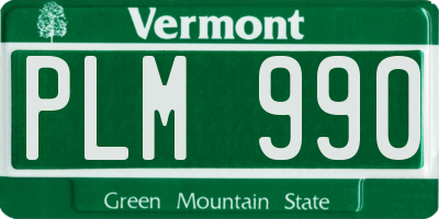 VT license plate PLM990