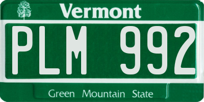 VT license plate PLM992