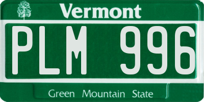 VT license plate PLM996