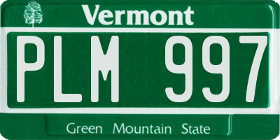VT license plate PLM997