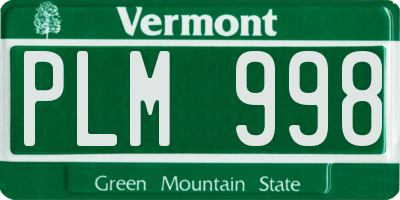 VT license plate PLM998