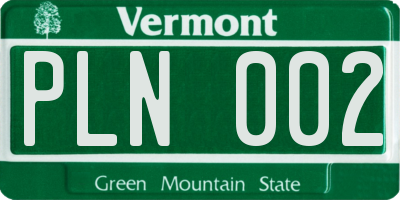 VT license plate PLN002