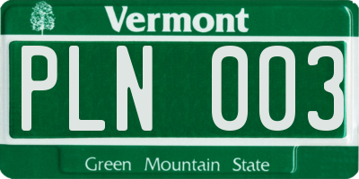 VT license plate PLN003