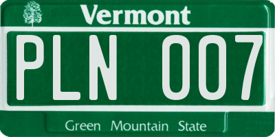 VT license plate PLN007