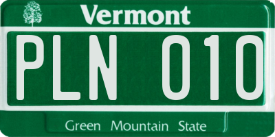 VT license plate PLN010