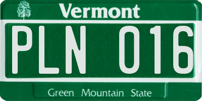 VT license plate PLN016
