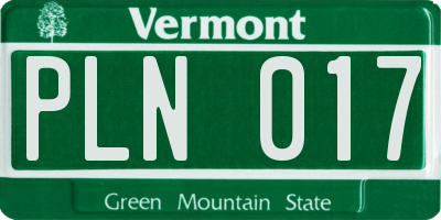 VT license plate PLN017