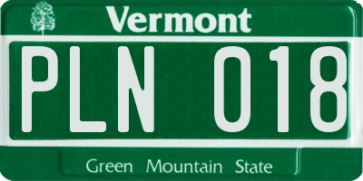 VT license plate PLN018