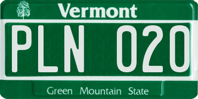 VT license plate PLN020