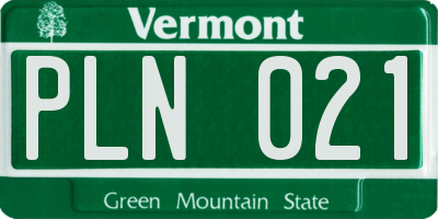 VT license plate PLN021