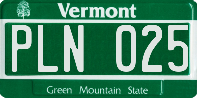 VT license plate PLN025