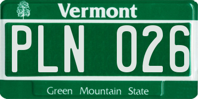 VT license plate PLN026