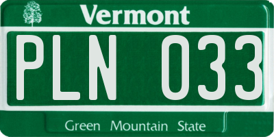 VT license plate PLN033