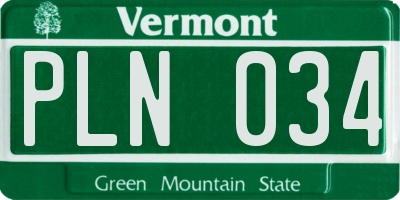 VT license plate PLN034