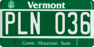 VT license plate PLN036