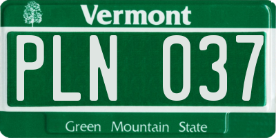 VT license plate PLN037