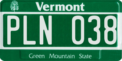 VT license plate PLN038