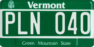 VT license plate PLN040