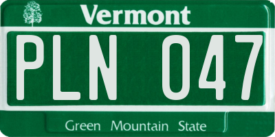 VT license plate PLN047