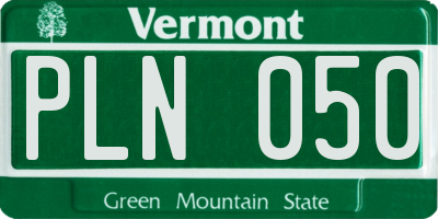 VT license plate PLN050