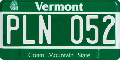 VT license plate PLN052