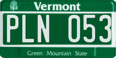 VT license plate PLN053