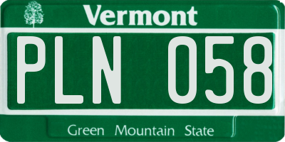 VT license plate PLN058