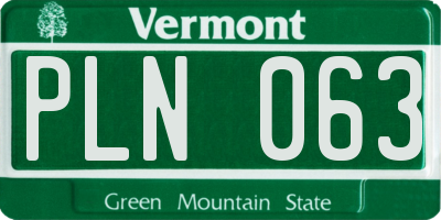 VT license plate PLN063