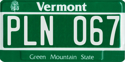 VT license plate PLN067