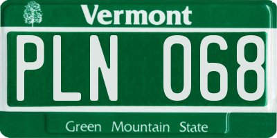 VT license plate PLN068