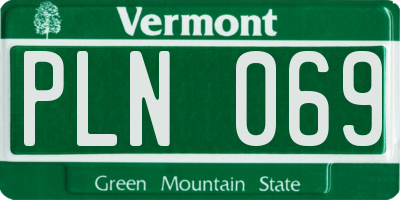 VT license plate PLN069