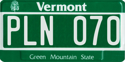 VT license plate PLN070