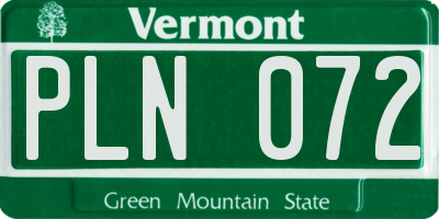VT license plate PLN072