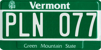 VT license plate PLN077
