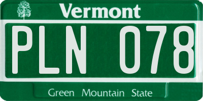 VT license plate PLN078