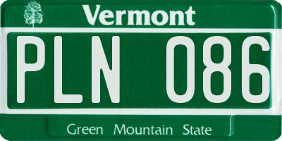 VT license plate PLN086