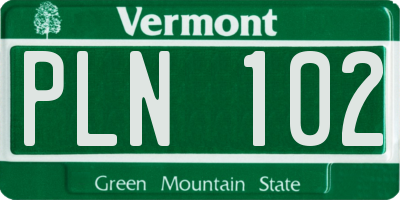 VT license plate PLN102