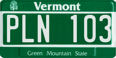 VT license plate PLN103